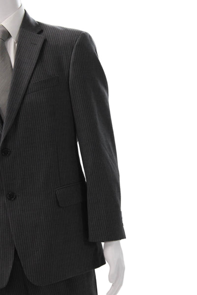 Tommy Hilfiger Mens Dark Gray Striped Wool Blend 2 Piece Suit Size 42