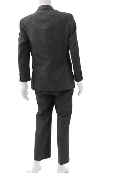 Tommy Hilfiger Mens Dark Gray Striped Wool Blend 2 Piece Suit Size 42