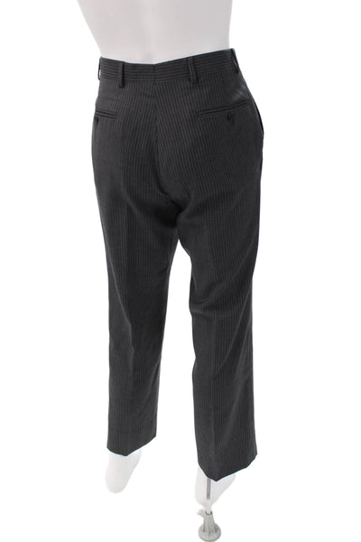 Tommy Hilfiger Mens Dark Gray Striped Wool Blend 2 Piece Suit Size 42