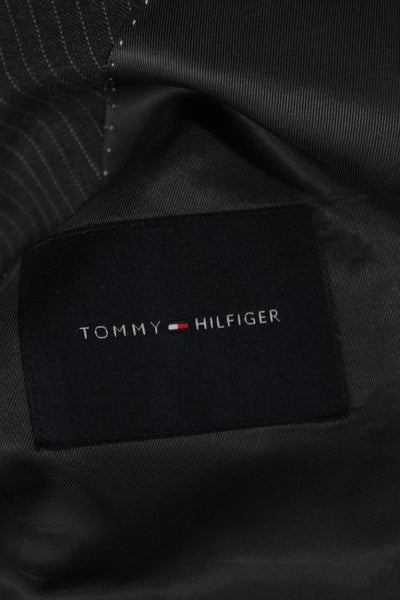 Tommy Hilfiger Mens Dark Gray Striped Wool Blend 2 Piece Suit Size 42