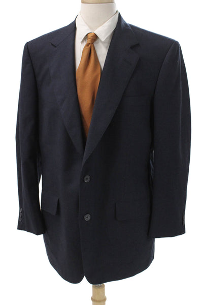 Brooks Brothers Mens Dark Blue Cotton Blend Blazer Classic Long Sleeve Size 43