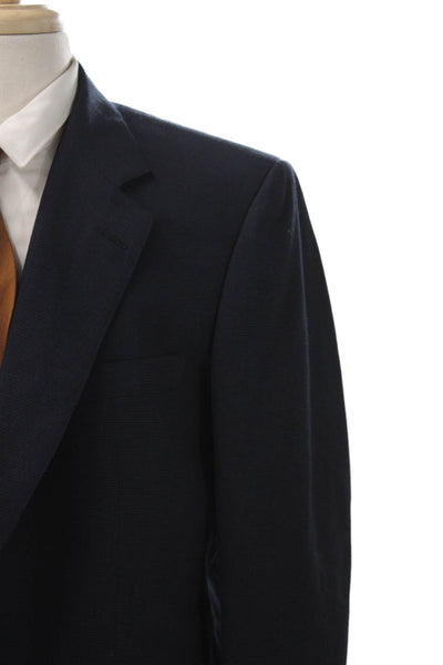Brooks Brothers Mens Dark Blue Cotton Blend Blazer Classic Long Sleeve Size 43