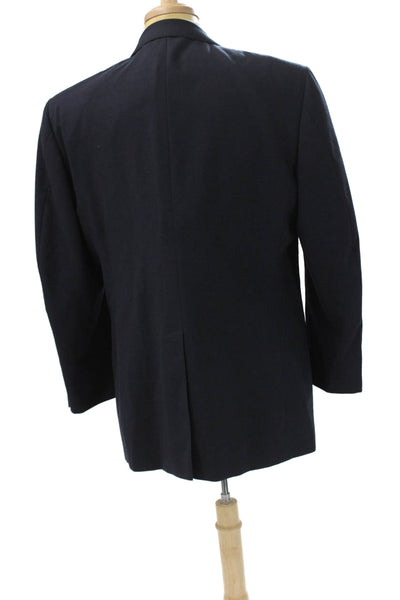 Brooks Brothers Mens Dark Blue Cotton Blend Blazer Classic Long Sleeve Size 43