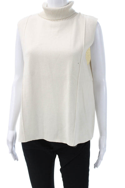 Zara Womens Sleeveless Turtleneck Pullover Vest Beige Size L