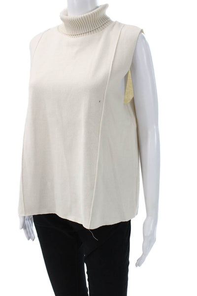 Zara Womens Sleeveless Turtleneck Pullover Vest Beige Size L