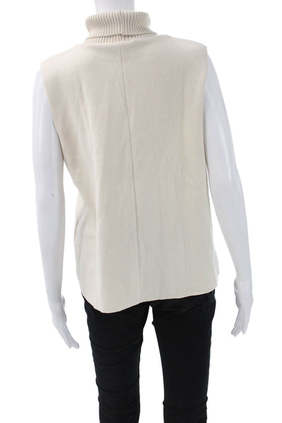 Zara Womens Sleeveless Turtleneck Pullover Vest Beige Size L