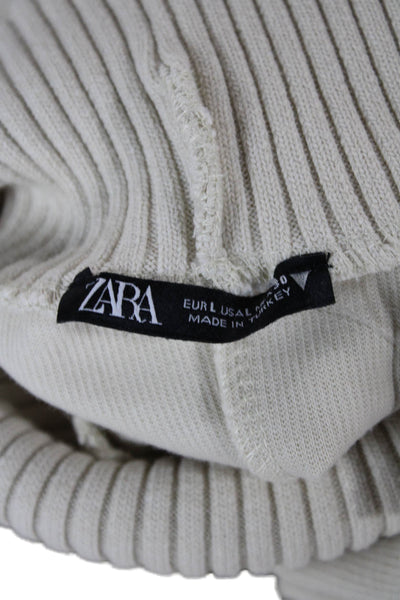 Zara Womens Sleeveless Turtleneck Pullover Vest Beige Size L