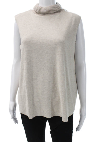 MNG Womens Beige Turtleneck Sleeveless Sweater Vest Size XL