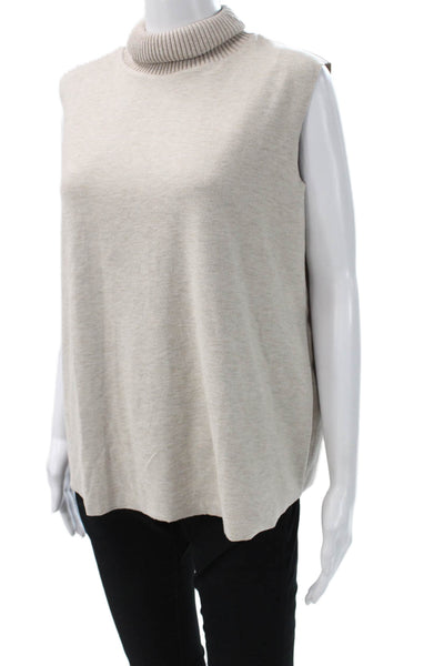 MNG Womens Beige Turtleneck Sleeveless Sweater Vest Size XL