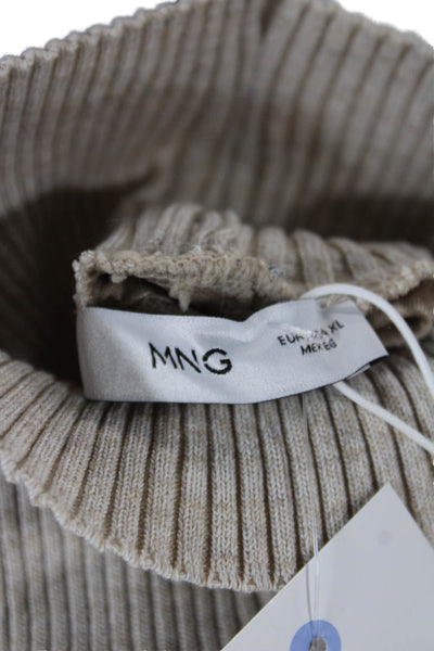 MNG Womens Beige Turtleneck Sleeveless Sweater Vest Size XL