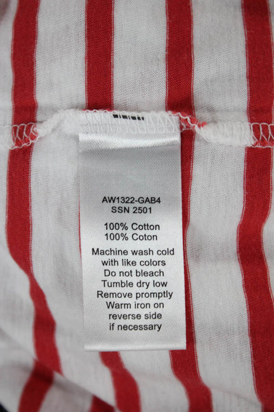 ATM Women Basic Tank Red Striped 100% Cotton Crewneck Sleeveless Size XL