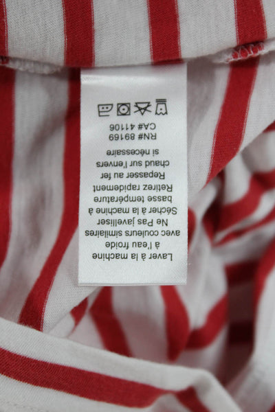 ATM Women Basic Tank Red Striped 100% Cotton Crewneck Sleeveless Size XL