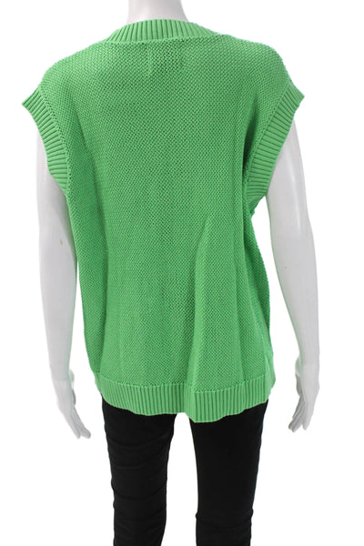 Jumper Womens V-Neck Cotton Sweater Vest Green Size 4