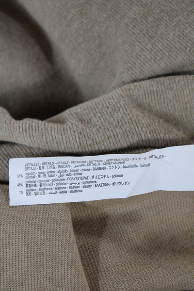 Zara Women Sweater Vest Beige Mock Neck Sleeveless Cotton Polyester Size L