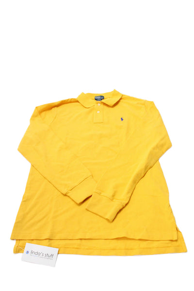 Polo Ralph Lauren Boys Cotton Long Sleeve Polo Shirt Yellow Size XL (18-20)