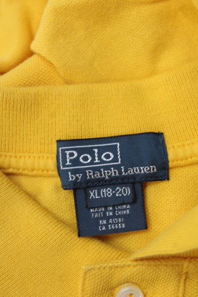 Polo Ralph Lauren Boys Cotton Long Sleeve Polo Shirt Yellow Size XL (18-20)