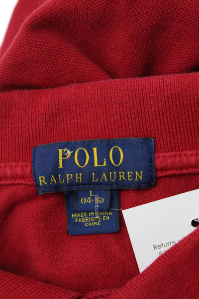 Polo Ralph Lauren Boys Cotton Long Sleeve Polo Shirt Red Size L (14-16)