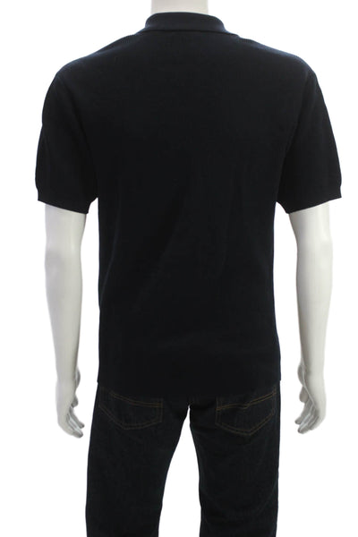 Boggi Mens Cotton Knit Collared Short Sleeve Polo Shirt Blue Size S
