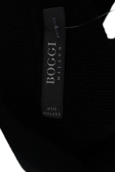 Boggi Mens Cotton Knit Collared Short Sleeve Polo Shirt Blue Size S