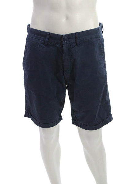 SUN68 Mens Bermuda Chino Shorts Dark Blue 97% Cotton 3% Elastane Size 34