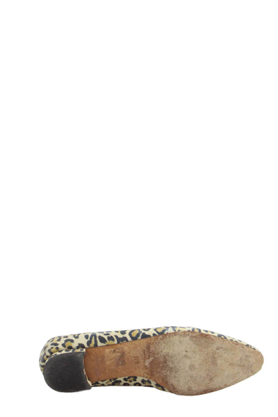 Manolo Blahnik Women's Pointed Toe Animal Print Loafers Shoes Size 37.5