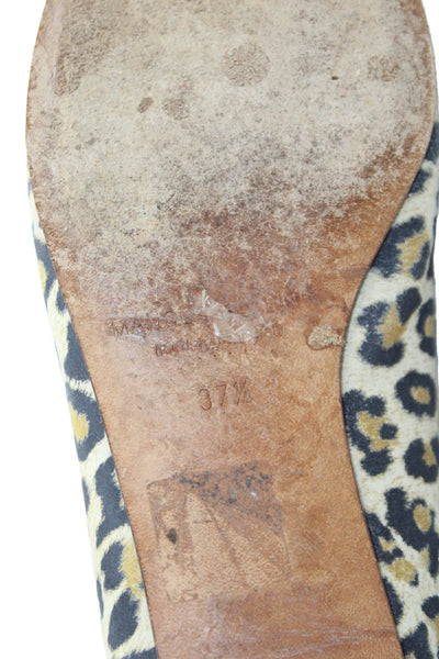 Manolo Blahnik Women's Pointed Toe Animal Print Loafers Shoes Size 37.5