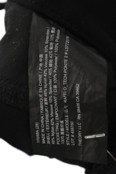 Theory Womens Ankle Cropped Pants Black Button Size 28