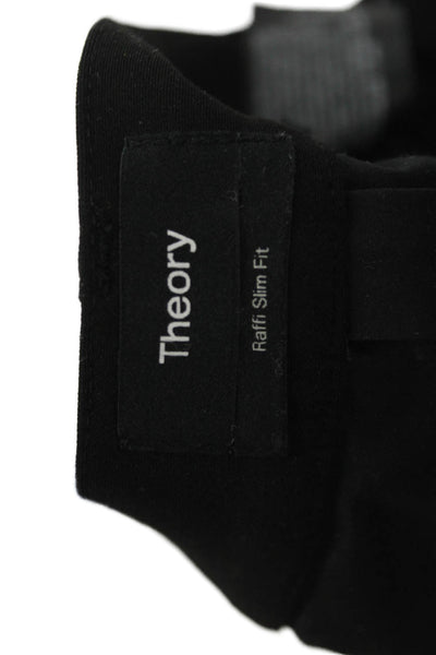 Theory Womens Ankle Cropped Pants Black Button Size 28