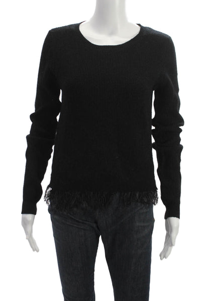 Lucy Paris Womens Pullover Sweater Black Long Sleeve Round Neck Size M