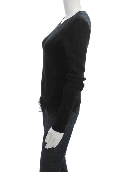 Lucy Paris Womens Pullover Sweater Black Long Sleeve Round Neck Size M