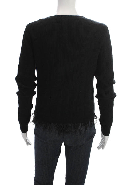 Lucy Paris Womens Pullover Sweater Black Long Sleeve Round Neck Size M