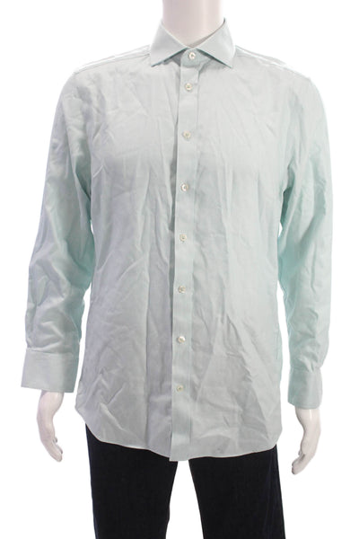 Charles Tyrwhitt Mens Point Collar Dress Shirt Light Blue 100% Cotton Size 15.5