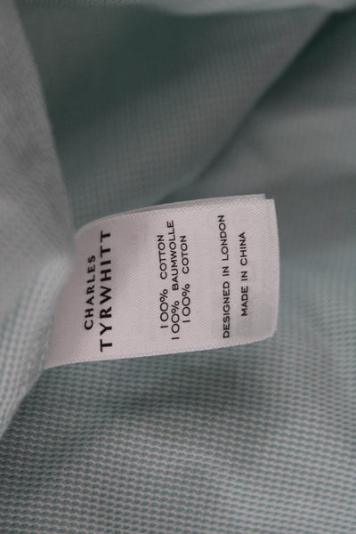 Charles Tyrwhitt Mens Point Collar Dress Shirt Light Blue 100% Cotton Size 15.5