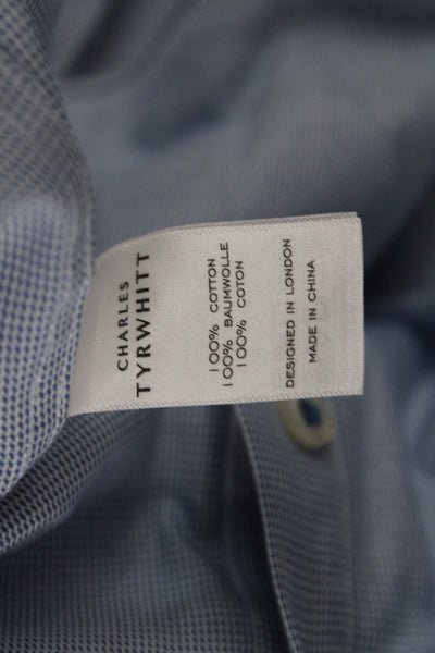 Charles Tyrwhitt Mens Point Collar Cotton Dress Shirt Light Blue Size 15.5