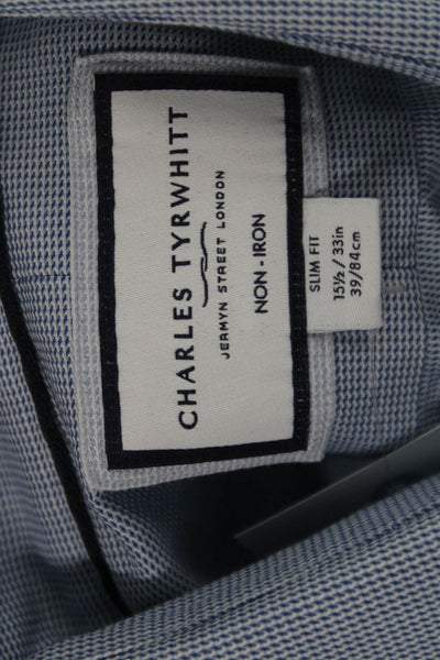 Charles Tyrwhitt Mens Point Collar Cotton Dress Shirt Light Blue Size 15.5