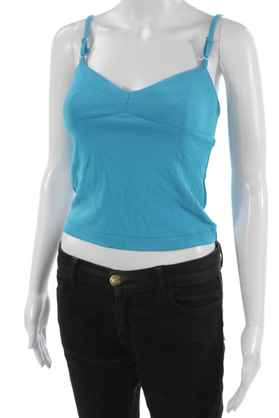BCBGMAXAZRIA Women Blue Cropped Camisole V-Neck Sleeveless Size XS