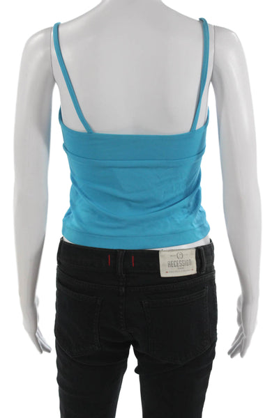 BCBGMAXAZRIA Women Blue Cropped Camisole V-Neck Sleeveless Size XS