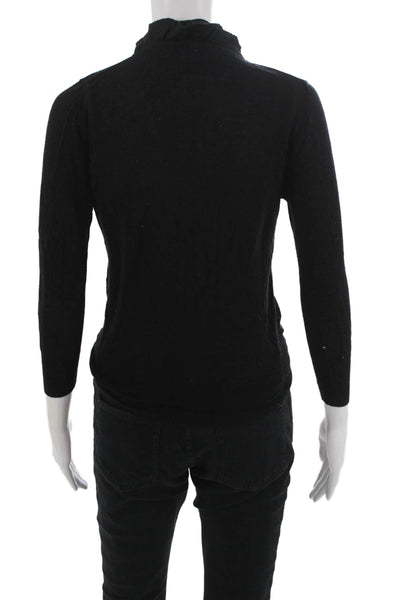 J Crew Womens Black Zip Sweater 80% Pima Cotton 20% Wool Long Sleeve Size S