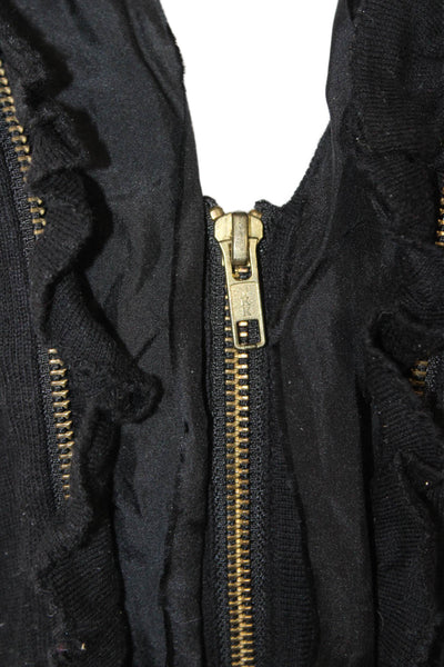J Crew Womens Black Zip Sweater 80% Pima Cotton 20% Wool Long Sleeve Size S