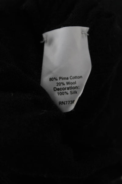 J Crew Womens Black Zip Sweater 80% Pima Cotton 20% Wool Long Sleeve Size S