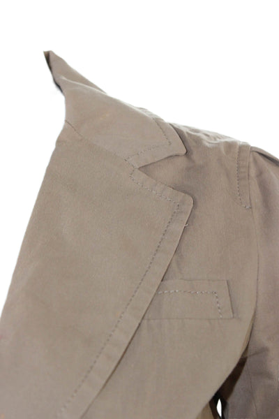 Theory Women Blazer Beige Collared Short Sleeve Button Cotton Army Size 2