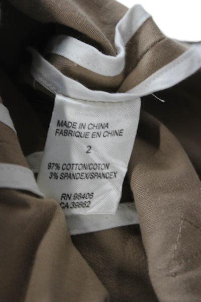Theory Women Blazer Beige Collared Short Sleeve Button Cotton Army Size 2