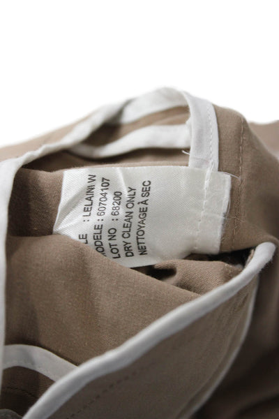 Theory Women Blazer Beige Collared Short Sleeve Button Cotton Army Size 2
