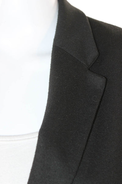 Zara Women Black Wool Blazer Collared Button Classic Fall Size S