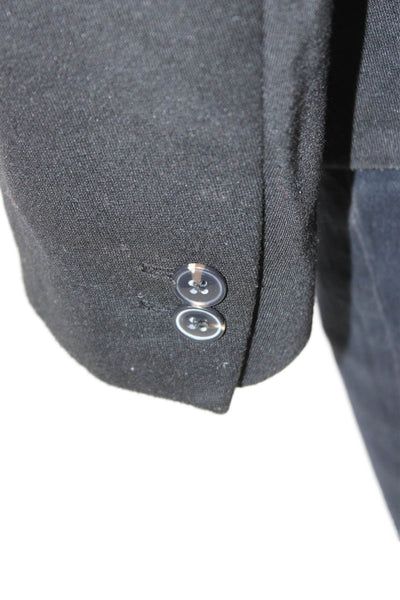 Zara Women Black Wool Blazer Collared Button Classic Fall Size S