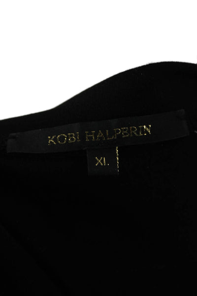 Kobi Halperin Women Tunic Blouse Black 3/4 Sleeve Round Neck Size XL