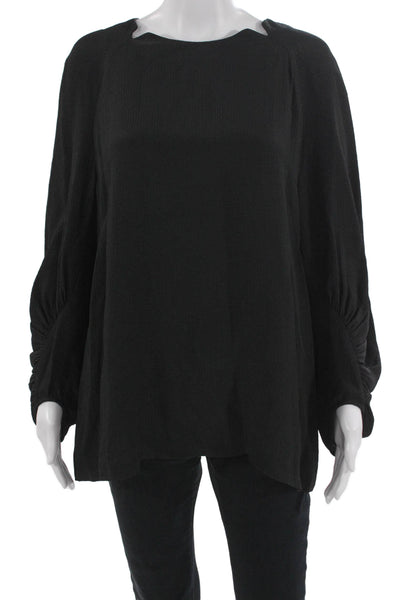 Lela Rose Women Black Tunic Blouse Long Sleeve Zip Plus Size 18