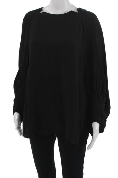 Lela Rose Women Black Tunic Blouse Long Sleeve Zip Plus Size 18