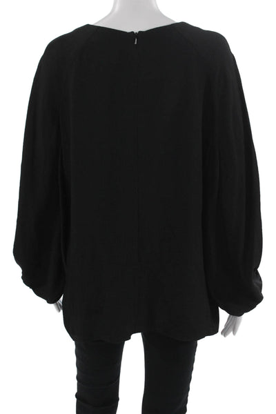 Lela Rose Women Black Tunic Blouse Long Sleeve Zip Plus Size 18
