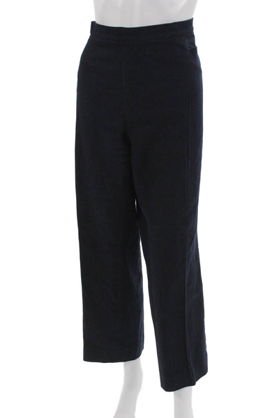 Akris Punto Womens Cropped Dress Pants Dark Blue Plus Size 16